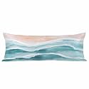20"x54" Body Pillow Case Cover Blue Coastal Body Pillow Cover with Zipper Long Cooling Summer Sea Waves Silk Pillowcase for Hair and Skin Ombre Ocean Beach Teal Beige Satin Pillowcases for Women Men