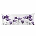 20"x54" Body Pillow Case Cover Spring Floral Body Pillow Cover with Zipper Long Cooling Purple Tulips Silk Pillowcase for Hair and Skin Summer Botanical Flowers Leaf Plant Satin Pillowcases for Women