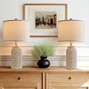 20.5" Small Bedside Lamps Set of 2, Cream Ceramic Nightstand Lamp