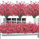 Bassion 20 Bundles Artificial Flowers for Outdoors Decorations, Fuschia