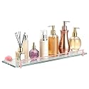 20-Inch Pink Glass Bathroom Shelf with Stainless Steel Railing