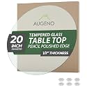 20-inch Round 1/2" Thick Pencil Polished Edge Clear Glass Table Top with 6 Bumpers - Tempered, Scratch Resistant & Safety Replacement Glass for Dining, Coffee, Patio & End Tables
