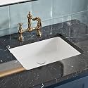 20 Inch Undermount Bathroom Sink, Los Flexi 20"W x 16"D Rectangular White Ceramic Undermount Sink with Overflow, Durable Vitreous China Lavatory Vanity Sinks for Under Counter Installation