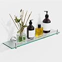 20 Inches Glass Shelves for Bathroom, Brushed Nickel Floating Glass Shelf Stainless Steel Tempered Glass Bathroom Shelves for Wall Mount Modern