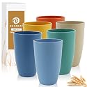 20 OZ Wheat Straw Cups, Large Plastic Cups Set of 6 (Multicolor)