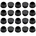 20 Pack 1-1/8" Round Plastic Plug Tubing End Caps (Black)