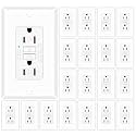 20 Pack 15 Amp GFCI Outlet, Self-Test Ground Fault Protector with LED Indicator, Tamper Resistant GFI Electrical Receptacle, ETL Certified, Wallplate Included, White