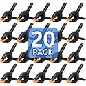 20 Pack 6 inch Plastic Spring Clamps, Black Heavy Duty Clips