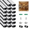 20-Pack Black LED Diffuser Channel, 3.3FT/1M U-Shape Aluminum LED Channel for LED Strip Lights with Milky White Cover, Profile Track for Under Cabinet Lighting, Fits up to 12mm Wide Strips