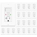 20 Pack GFCI Outlet with Light Switch - 20 Amp Tamper-Resistant Self-Test GFI Switch Combo, LED Indicator, Ground Fault Circuit Interrupter, ETL Listed, White