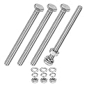 M METERXITY 4-Pack Hex Head Screw Bolt with Nuts Flat &amp; Lock Washers M6x75mm Stainless Steel Bolts and Nuts Kit Fully Threaded Metric Bolt Assortment for Equipment/Machinery
