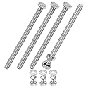 M METERXITY 4-Pack Hex Head Screw Bolt with Nuts Flat &amp; Lock Washers M8x120mm Stainless Steel Bolts and Nuts Kit Fully Threaded Metric Bolt Assortment for Equipment/Machinery
