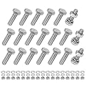 M METERXITY 20-Pack Hex Head Screw Bolt with Nuts Flat &amp; Lock Washers M6x20mm Stainless Steel Bolts and Nuts Kit Fully Threaded Metric Bolt Assortment for Equipment/Machinery