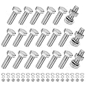 M METERXITY 20-Pack Hex Head Screw Bolt with Nuts Flat &amp; Lock Washers M10x30mm Stainless Steel Bolts and Nuts Kit Fully Threaded Metric Bolt Assortment for Equipment/Machinery