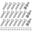 M METERXITY 20-Pack Hex Head Screw Bolt with Nuts Flat &amp; Lock Washers M10x40mm Stainless Steel Bolts and Nuts Kit Fully Threaded Metric Bolt Assortment for Equipment/Machinery