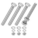 M METERXITY 4-Pack Hex Head Screw Bolt with Nuts Flat &amp; Lock Washers M10x85mm Stainless Steel Bolts and Nuts Kit Fully Threaded Metric Bolt Assortment for Equipment/Machinery