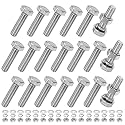 M METERXITY 20-Pack Hex Head Screw Bolt with Nuts Flat &amp; Lock Washers M8x30mm Stainless Steel Bolts and Nuts Kit Fully Threaded Metric Bolt Assortment for Equipment/Machinery