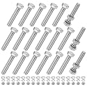 M METERXITY 20-Pack Hex Head Screw Bolt with Nuts Flat &amp; Lock Washers M10x60mm Stainless Steel Bolts and Nuts Kit Fully Threaded Metric Bolt Assortment for Equipment/Machinery