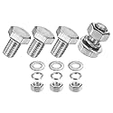 M METERXITY 4-Pack Hex Head Screw Bolt with Nuts Flat &amp; Lock Washers M10x16mm Stainless Steel Bolts and Nuts Kit Fully Threaded Metric Bolt Assortment for Equipment/Machinery