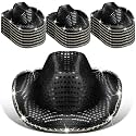 Tisancy 20 Pack Lights Cowboy Cowgirl Hat LED Flashing Light Up Hat for Western Bachelorette Party Wedding Bridal