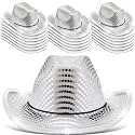 Tisancy 20 Pack Lights Cowboy Cowgirl Hat LED Flashing Light Up Hat for Western Bachelorette Party Wedding Bridal