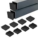 M METERXITY 20-Pack Square Tubing End Caps, 3.2Inch/80mm Plastic Tube Plugs for Square Metal Tube/Chair Legs/Pipe Post/Furniture/Fence, Square Bumper Tubing Plug [Black]