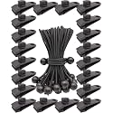 20 Pack Tarp Clips Lock Grip and 20 Pack Ball Bungee Cords 6 Inch