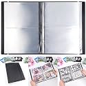 20 Pages / 80 Pockets Stamps and Dies Storage Album Book Organizer Folder Plastic Large Sticker Photo Storage Bags for Cutting Dies Stencil Stamp Crafts DIY Scrapbooking 7x5.1inch/Pocket (Black)