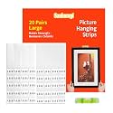 20-Pairs(40strips) Large Picture Hanging Strips Heavy Duty, Picture Hanger Kit,Removable Hook and Loop Strips Damage Free,Picture Hangers Adhesive Strips Perfect for Wall Art Hanging