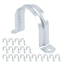 20 PCS 2 Inch Reinforced Rigid Pipe Strap, 2 Holes U Bracket Cable Clamp Hanger, Zinc Coated Tension Tube Clip, Conduits Strap Clamps for Pipe Fixing on Various Surfaces, 20 PCS(50 mm)