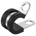 RTHIEAI 20 PCS 3/16 Inch Cable Clamps - Stainless Steel, Insulated, Hose & Pipe Clamps