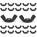 20 PCS 3/8-16 Wingnuts, Carbon Steel Wing Nuts Black Zinc Plated Fasteners Parts Butterfly Nut (Black, 3/8-16)