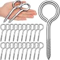 20 Pcs 304 Stainless Steel Screw Eye Hooks, M10-5 Inch