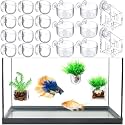 Potchen 20 Pcs Aquarium Plant Holder with Hole Transparent Acrylic Suction Cup Aquarium Aquatic Planter Cups Fish Tank Aquascape Decoration, 3 Shapes