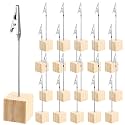 20 Pcs Cube Base Memo Clip Holder with Alligator Clip, Light Wood Color