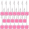 20 Pcs Cube Base Memo Clip Holder with Alligator Clip, Pink