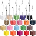 20 Pcs Cube Base Memo Clip Holder with Alligator Clip, Multi Color
