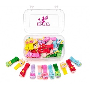 20 pcs cute cartoon hair clips for girls amp kids colorful mini hair clips for baby girls amp toddlers 35 cm fabric covered hair accessories with 3d cartoon designs amp storage box