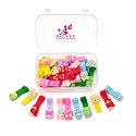 20 Pcs Cute Cartoon Hair Clips for Girls &amp; Kids, Colorful Mini Hair Clips for Baby Girls &amp; Toddlers, 3.5 CM Fabric Covered Hair Accessories with 3D Cartoon Designs &amp; Storage Box