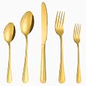 20 Pcs Gold Silverware Set for 4, Food Grade Stainless Steel Flatware Set, Eating Utensils Sets Include Fork/Knife/Spoon, Reusable Cutlery Set for Home Kitchen, Dishwasher Safe, Pearl-edged