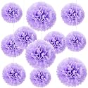 20 PCS Light Purple Tissue Paper Pom Poms Flowers, Sizes 6", 10", 12", 14" Hanging Paper Flower Ball for Wedding, Birthday, Halloween, Christmas, Baby Shower Party Decor