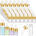 20 Pcs Mini Glass Oil Dropper Bottle, 1ml, 2ml, 3ml, 5ml, Champagne Gold