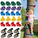 20 PCS Ninja Tree Climbing Holds for Kids, Adult Rock Wall Holds Climbing Rock Wall Grips for Indoor and Outdoor Playground Play Set with 6 Ratchet Straps