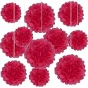 20 PCS Red Tissue Paper Pom Poms, Tissue Pom Poms Flowers, Sizes of 6", 10", 12", 14" Hanging Paper Flower Ball for Wedding, Birthday, Baby Shower Party Decor