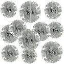 20 PCS Silver Tissue Paper Pom Poms, Tissue Pom Poms Flowers, Sizes of 6", 10", 12", 14" Hanging Paper Flower Ball for Wedding, Birthday, Halloween, Christmas, Baby Shower Party Decor