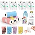 20 Rolls Mini Thermal Sticker Printer Paper 57x25mm Inkless Self-adhesive Paper for Pocket Bluetooth Receipt Printer for Photo,DIY,Note,Memo(16 White+4 Color)