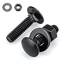 20 Sets 5/16-18 x 1-1/2" Black Carriage Bolts Screws and Hex Nuts &amp; Flat Washers, 304 Stainless Steel 18-8, Round Head Square Neck, Full Thread Coverage