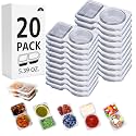 20 Sets Reusable Snack Containers Double Compartment Snackle Box Container with Lids - Leak-Proof BPA-Free Food Storage, Condiments Portion Control Dip Cups for Kids School Lunches, Meal Prep, Takeout