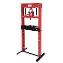 20-Ton Hydraulic Shop Press, Heavy Duty Benchtop Hydraulic Shop Press with 2 Press Plates, H-Frame Pneumatic Shop Press Adjustable Height,Red