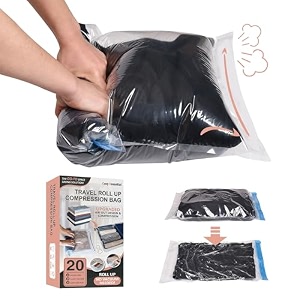 20 travel compression bags vacuum packing space saver bags for luggage cruise ship essentials 8 large 8 medium 4 small roll-up